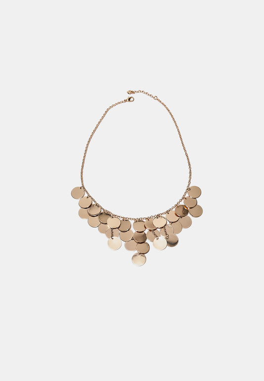 Gold-Tone Layered Disc Fringe Statement Necklace