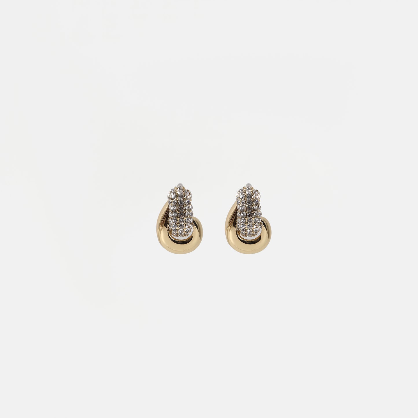 Gold-tone teardrop with crystal pavé stud earrings
