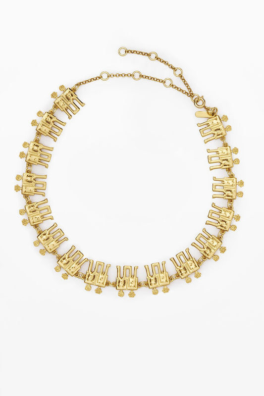 Gold Abstract Human Figure Statement Necklace