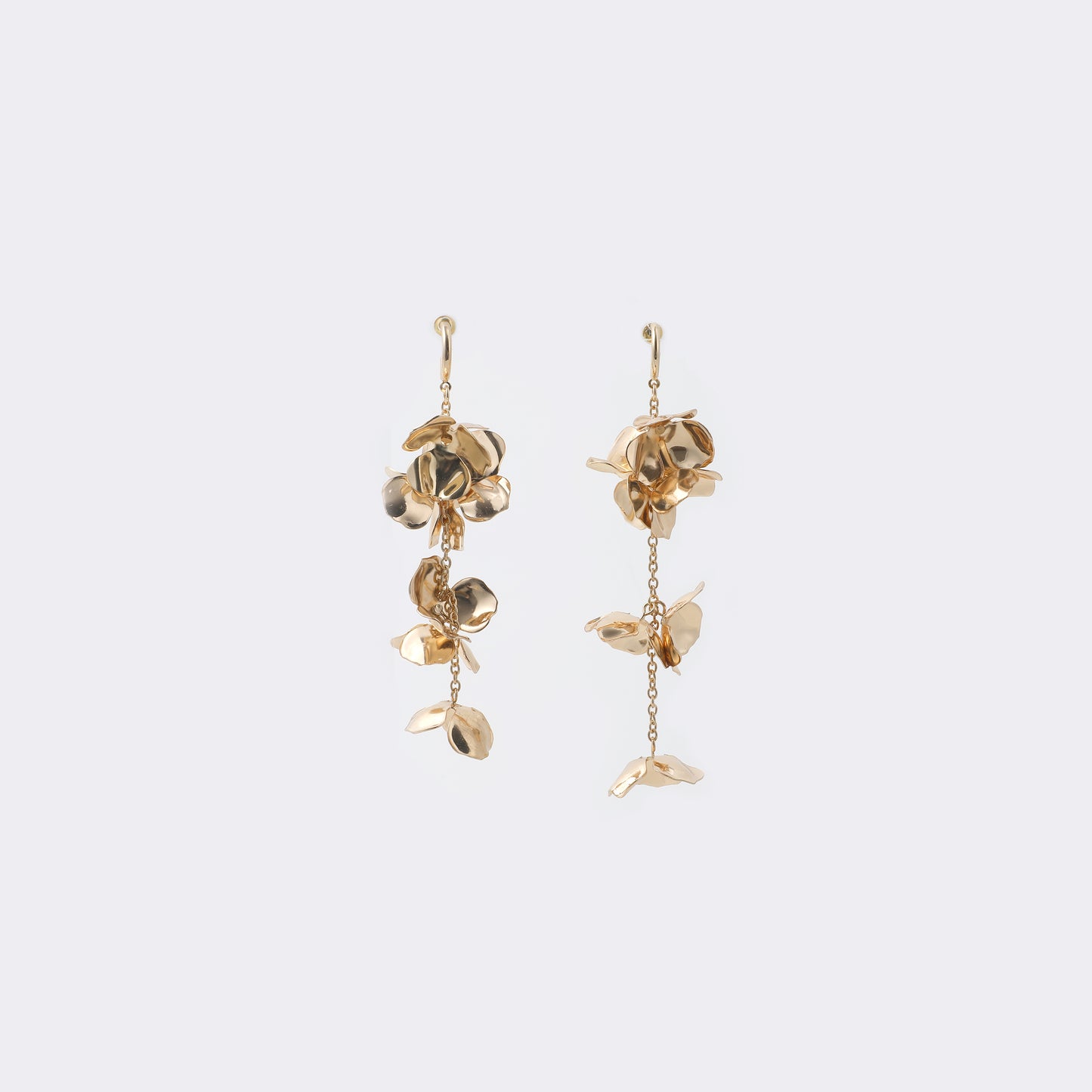 Gold Cascading Petal Drop Earrings