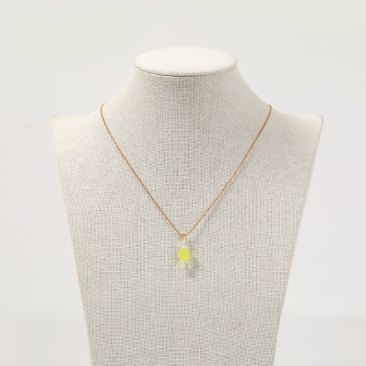 Gold Chain Yellow Glass Candy Pendant Dainty Necklace