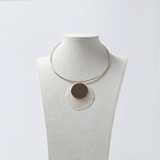 Gold Choker with Double Circle Pendant