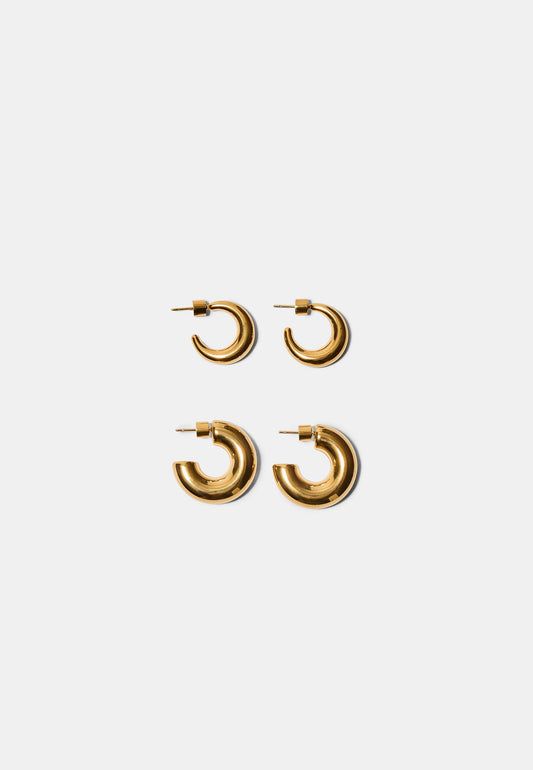 Gold Chunky Hoop Earring Set