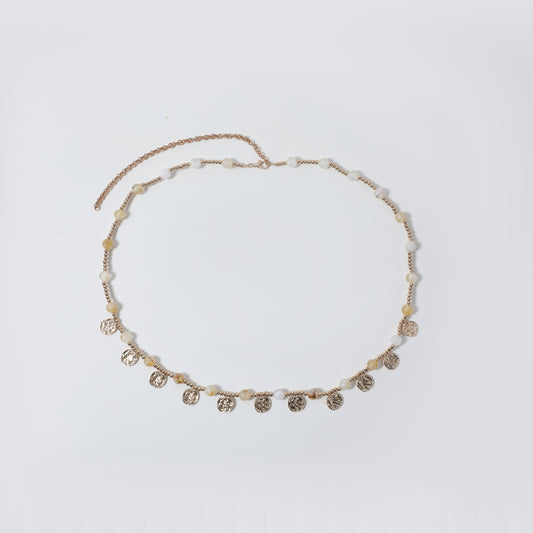 Gold Coin & Beaded Adjustable Chain Belt