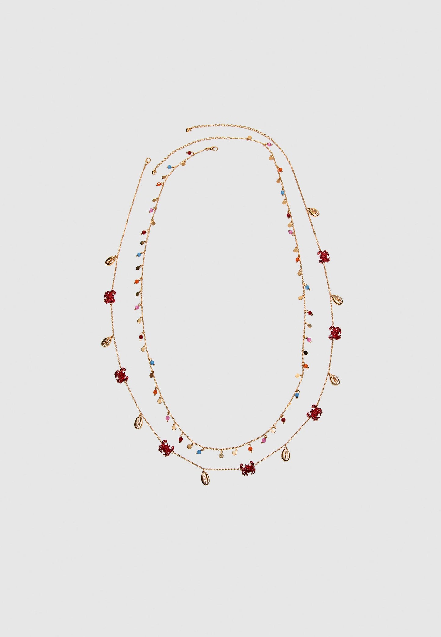 Gold Crab & Shell Multi-Layer Necklace Set