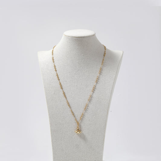Gold Delicate Chain with Pearl Cluster Pendant Necklace