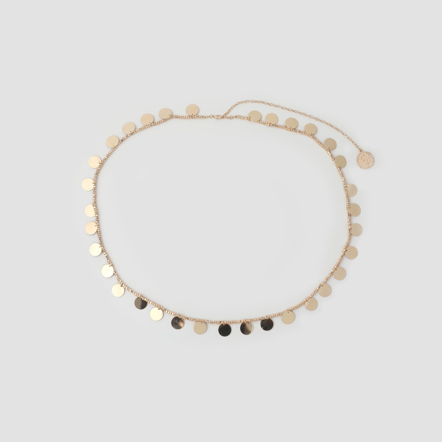 Gold Disc Fringe Adjustable Chain Belt