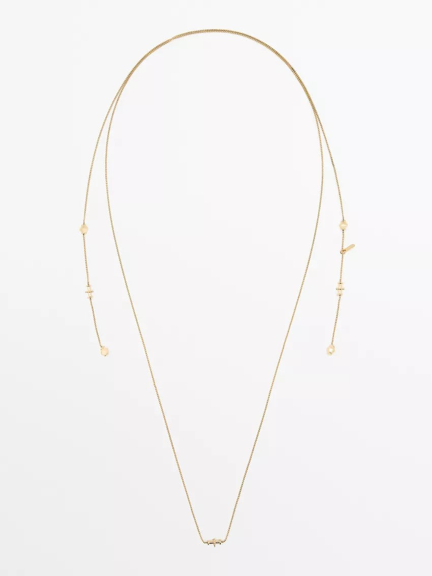 Gold Double-Strand Adjustable Station Necklace