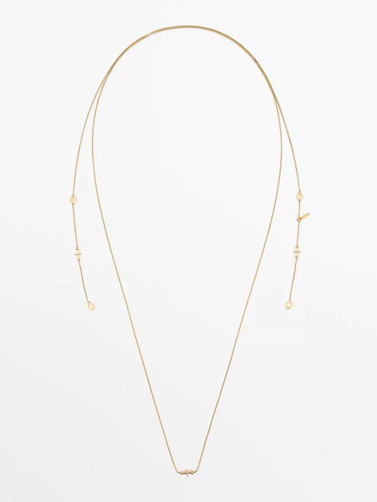 Gold Double-Strand Adjustable Station Necklace