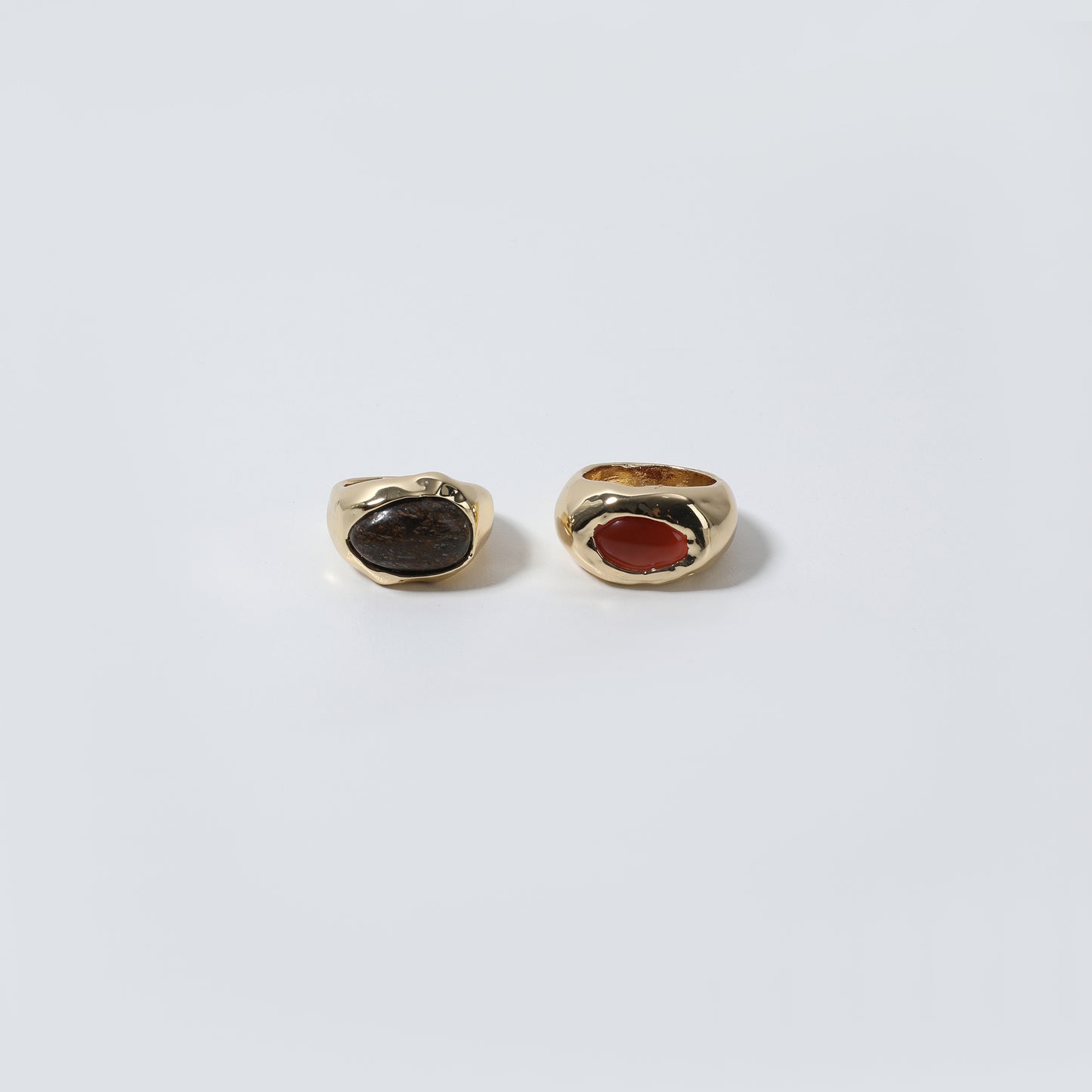 Gold Irregular Setting with Red and Brown Stone Ring