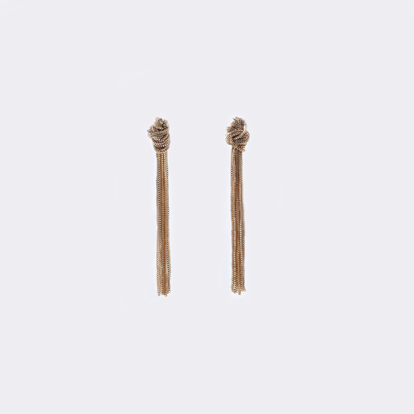 Gold Knotted Chain Tassel Earrings