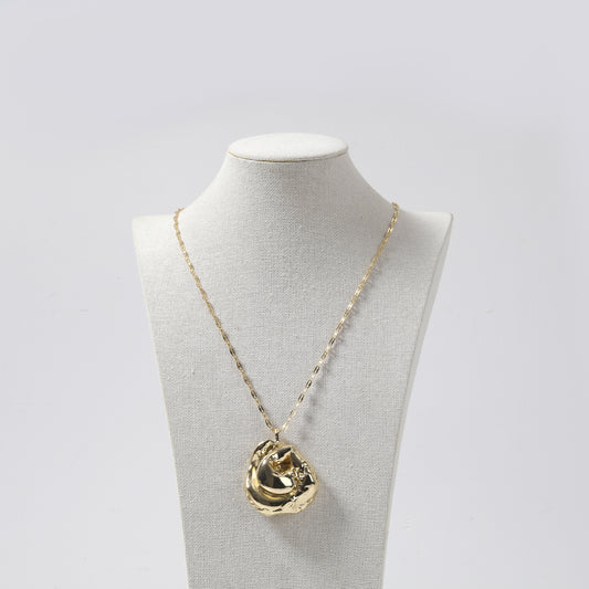 Gold Large Sculptural Pendant Paperclip Chain Necklace