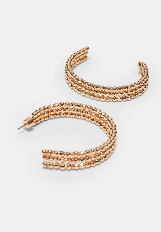 Gold Multi-Bead Hoop Earrings