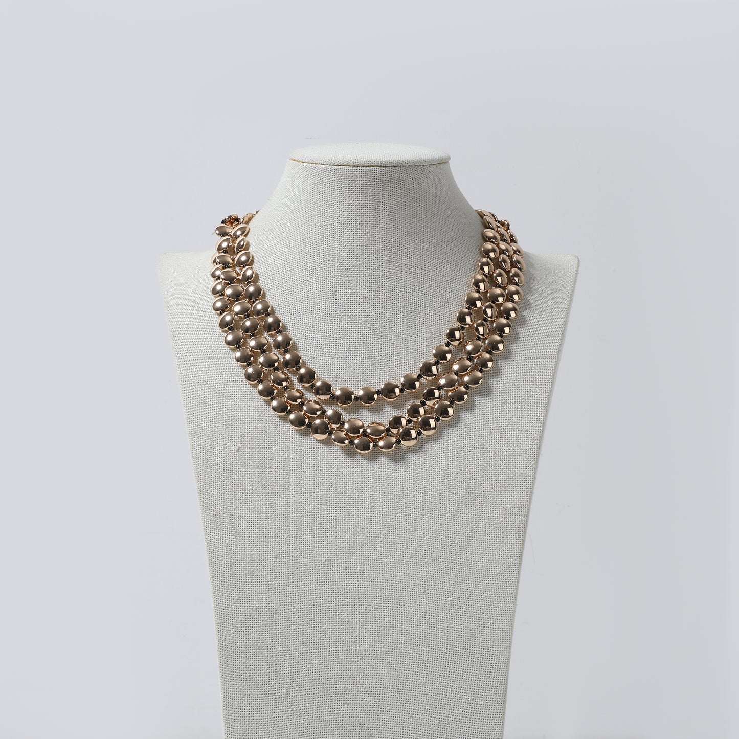 Gold Multi-Layer Ball Bead Choker Necklace