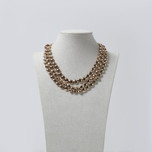 Gold Multi-Layer Ball Bead Choker Necklace