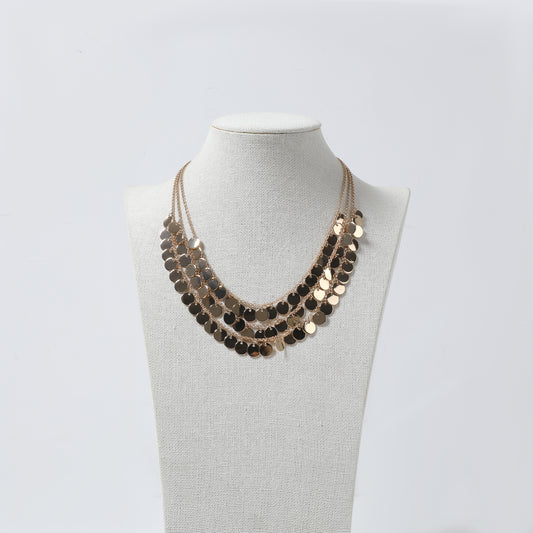 Gold Multi-Layer Disc Choker Necklace