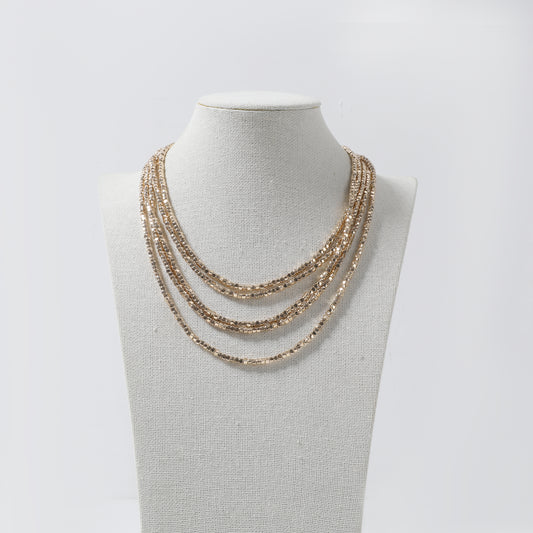 Gold Multi-Layer Square Bead Necklace