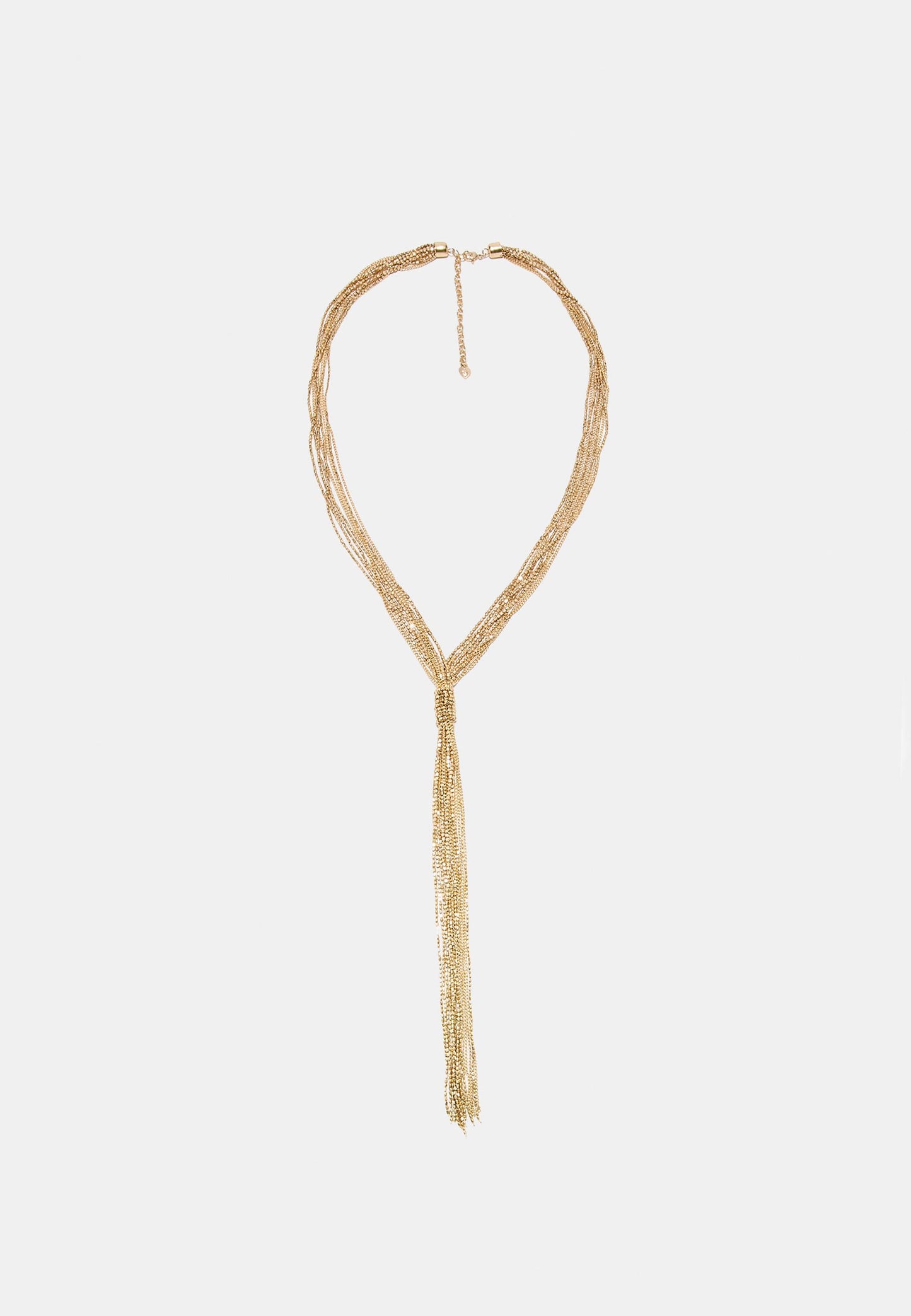 Gold Multi-Strand Knotted Tassel Necklace