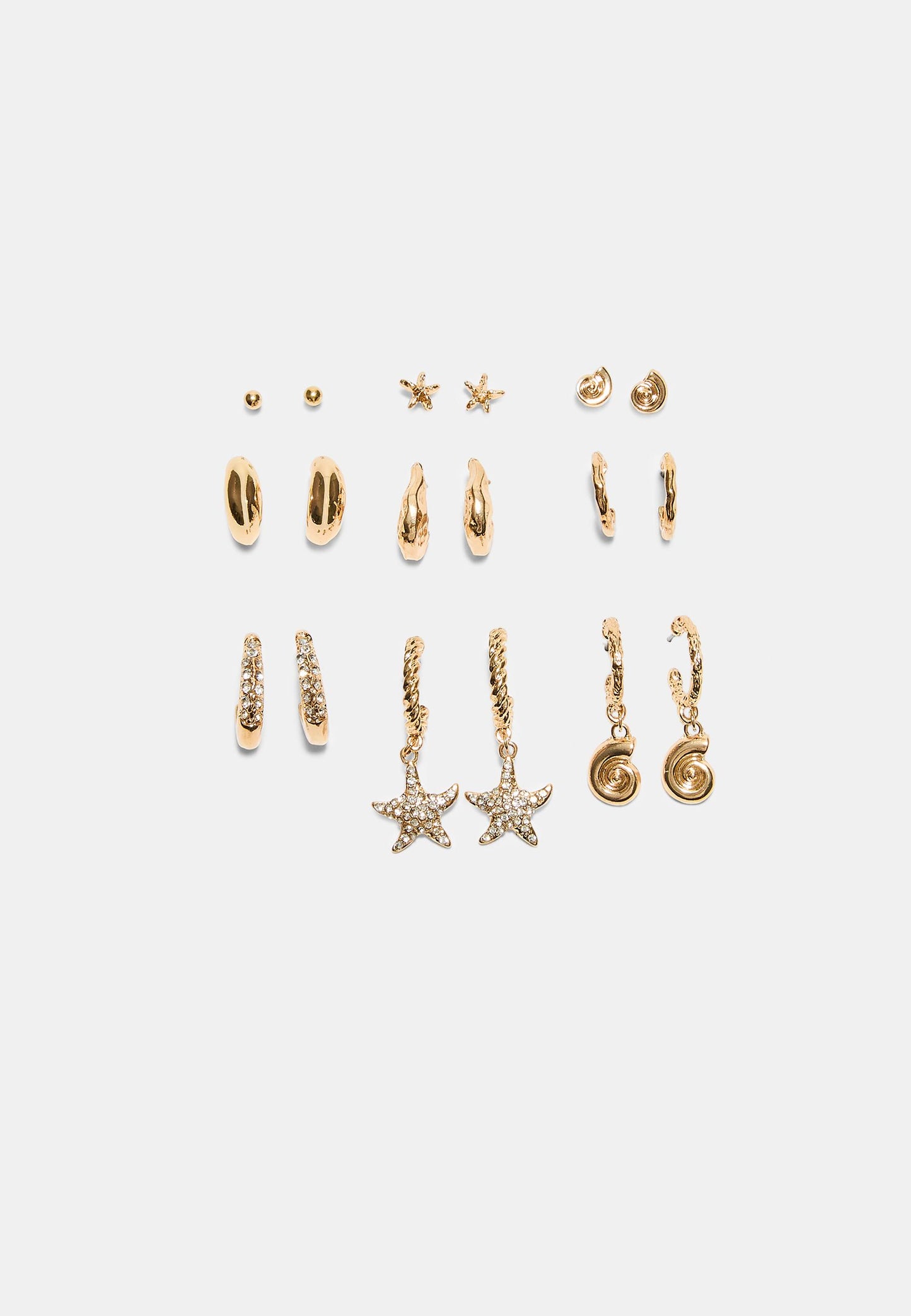 Gold Ocean-Themed Earring Set