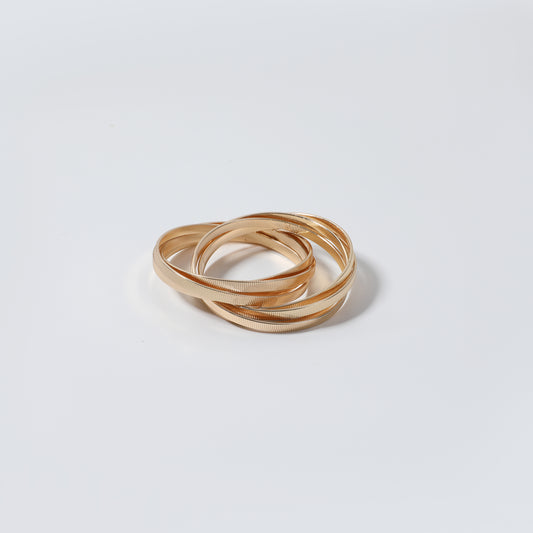 Gold Ribbed Multi-Bangle Bracelet Set