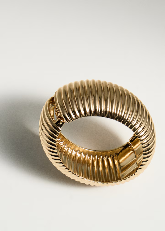Gold Ribbed Oversized Cuff Bracelet