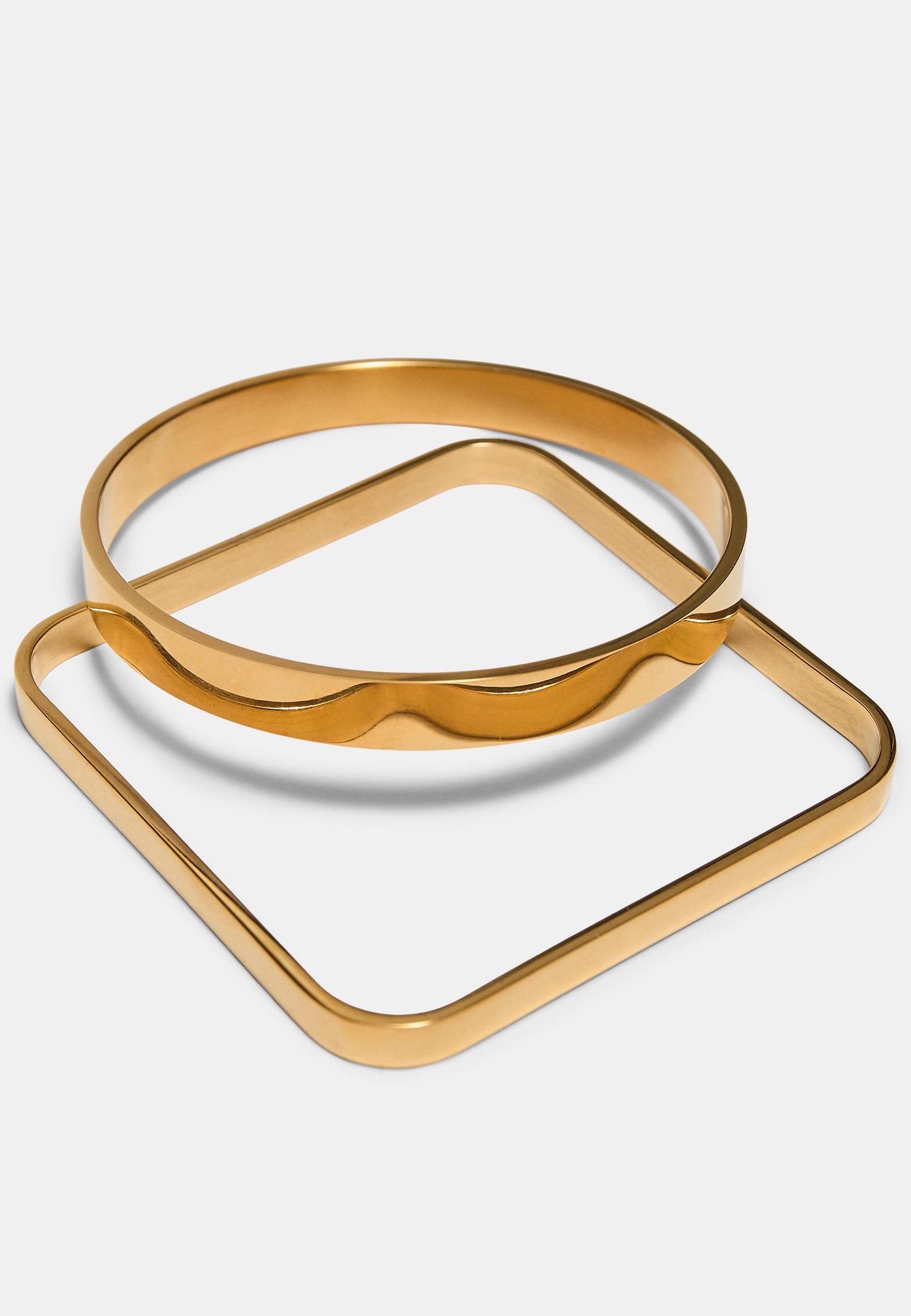 Gold Round & Square Bangle Set