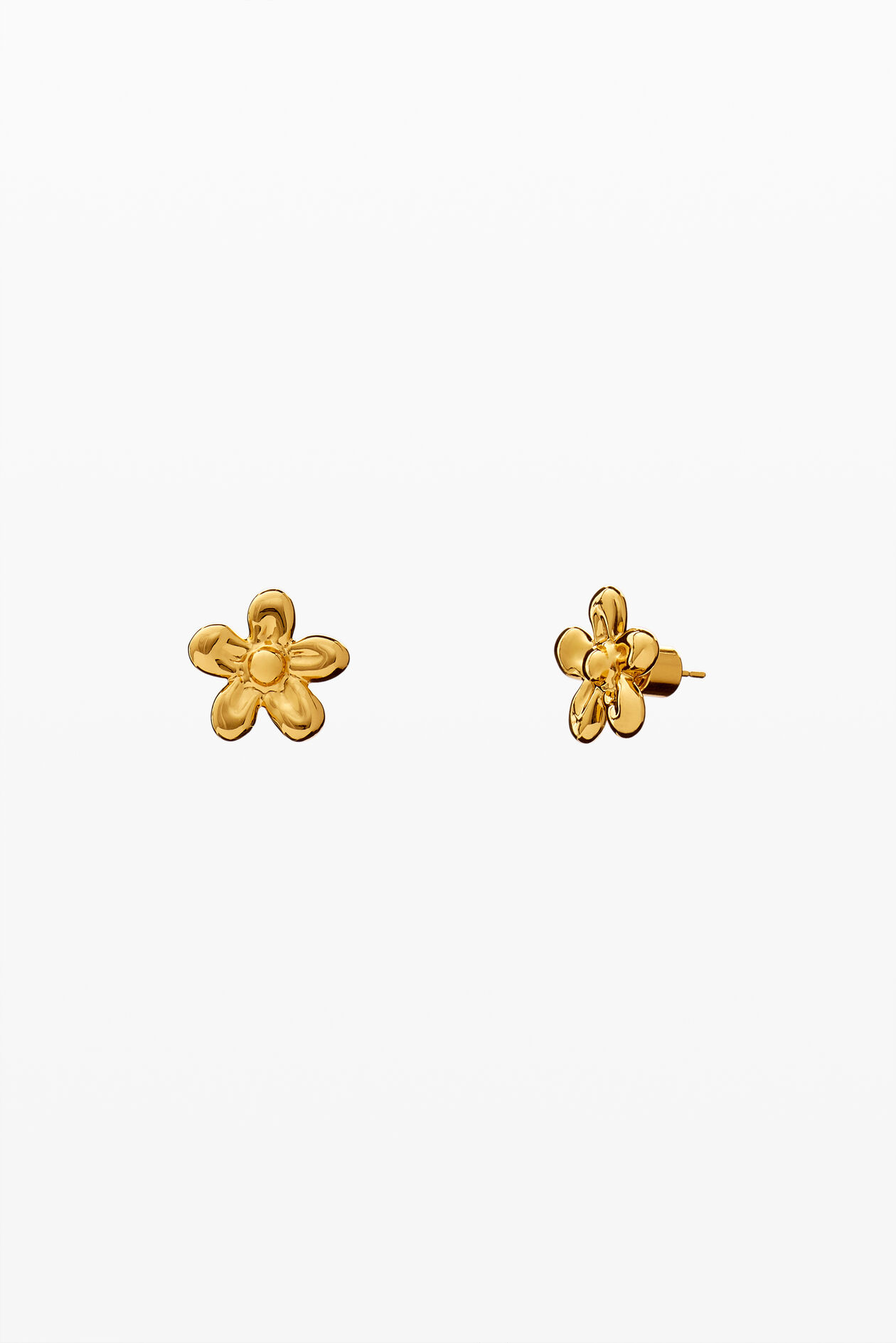 Gold Sculptural Flower Stud Earrings