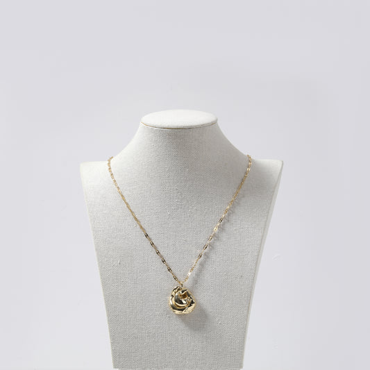 Gold Small Sculptural Pendant Paperclip Chain Necklace