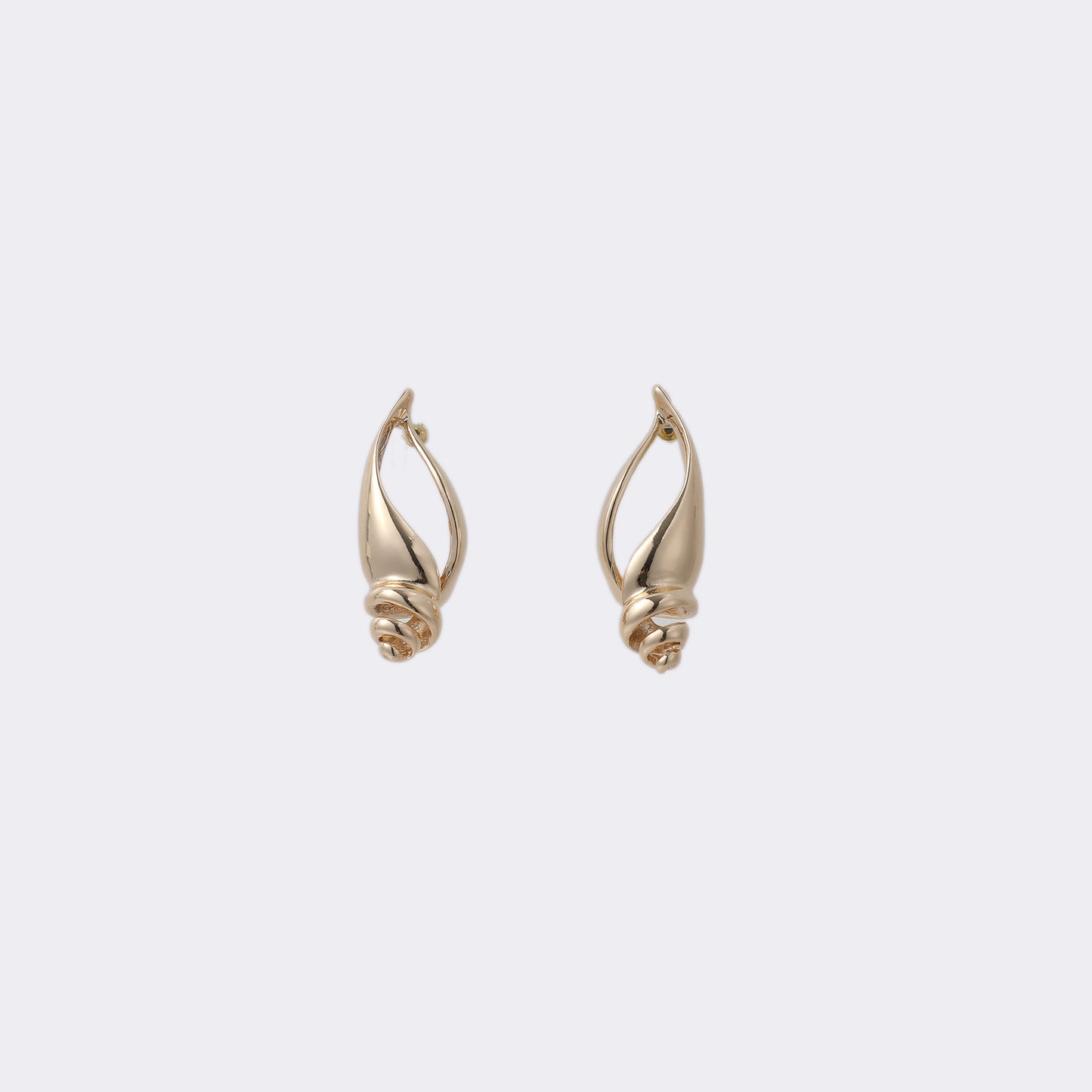 Gold Spiral Shell Stud Earrings