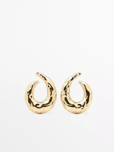 Gold Textured C-Hoop Earrings