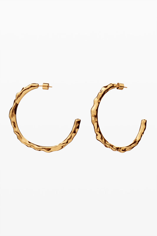 Gold Textured C-Hoop Earrings