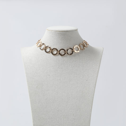 Gold Textured Ring Choker Necklace