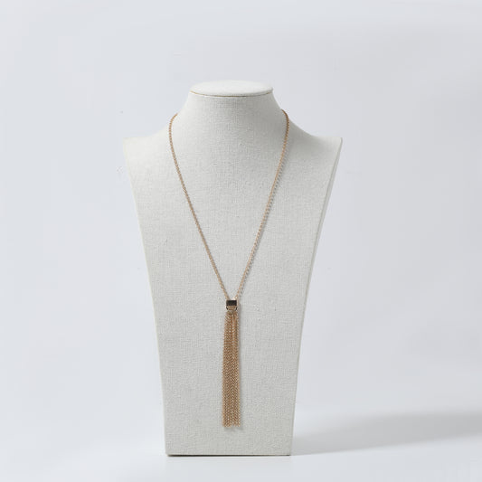 Gold Thin Chain & Tassel Pendant Y-Necklace