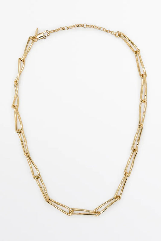 Gold Twisted Paperclip Chain Necklace