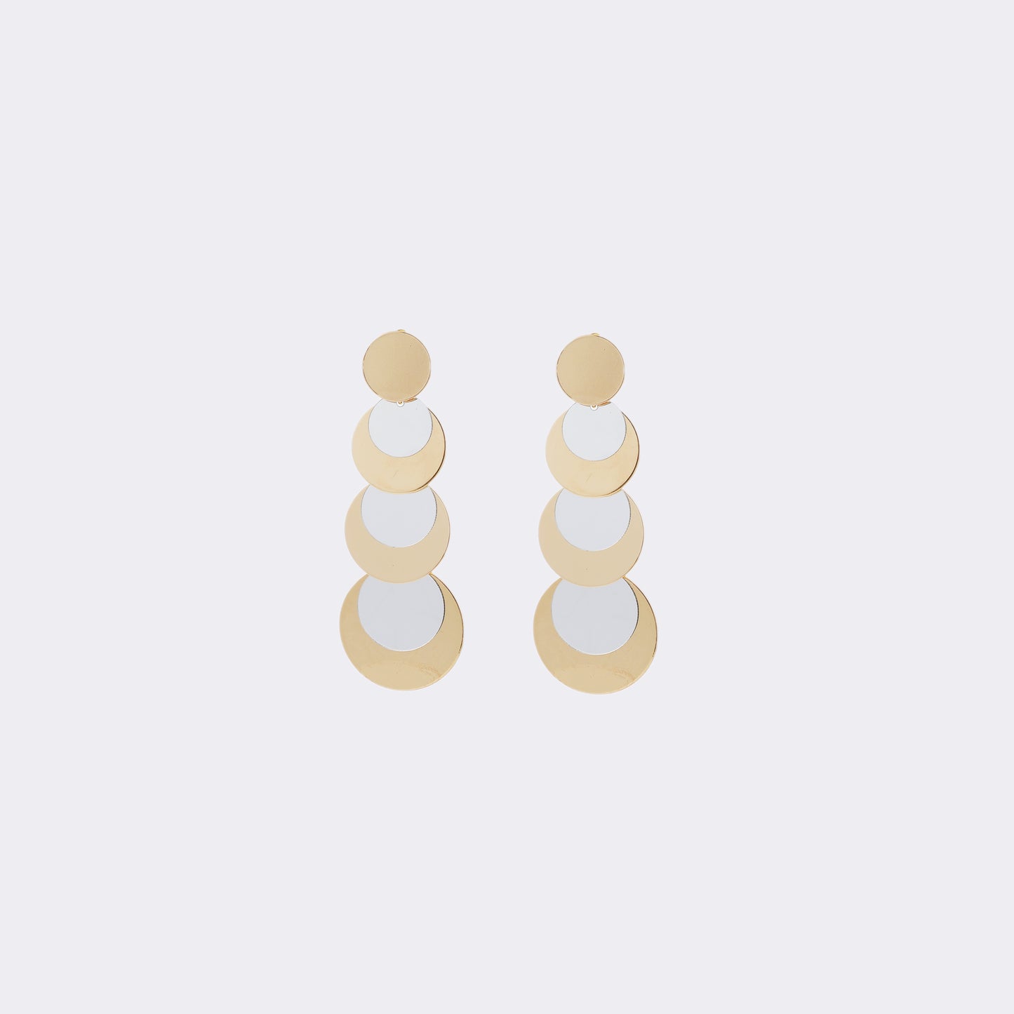 Gold & Silver Layered Circle Drop Earrings