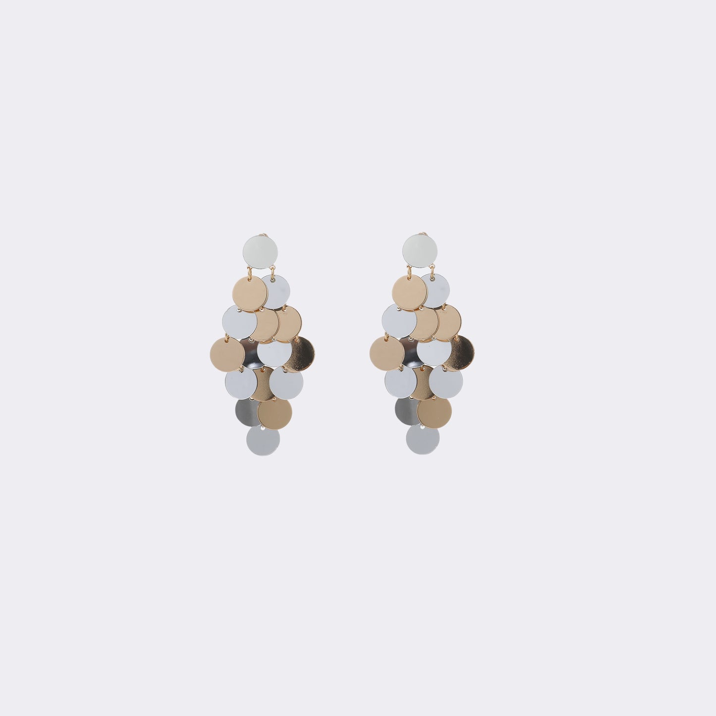 Gold & Silver Multi-Circle Disc Drop Earrings