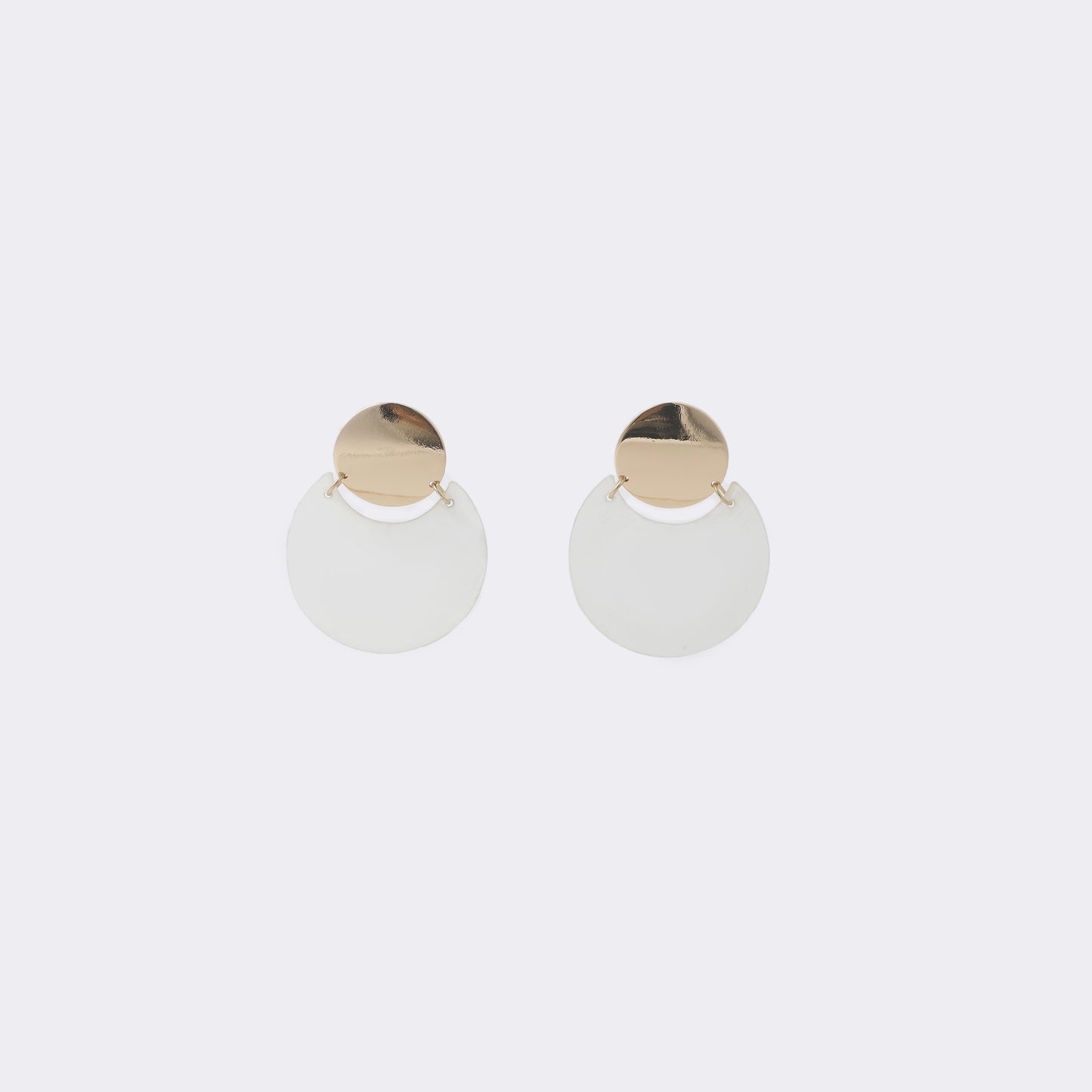 Gold & White Shell Half-Moon Drop Earrings