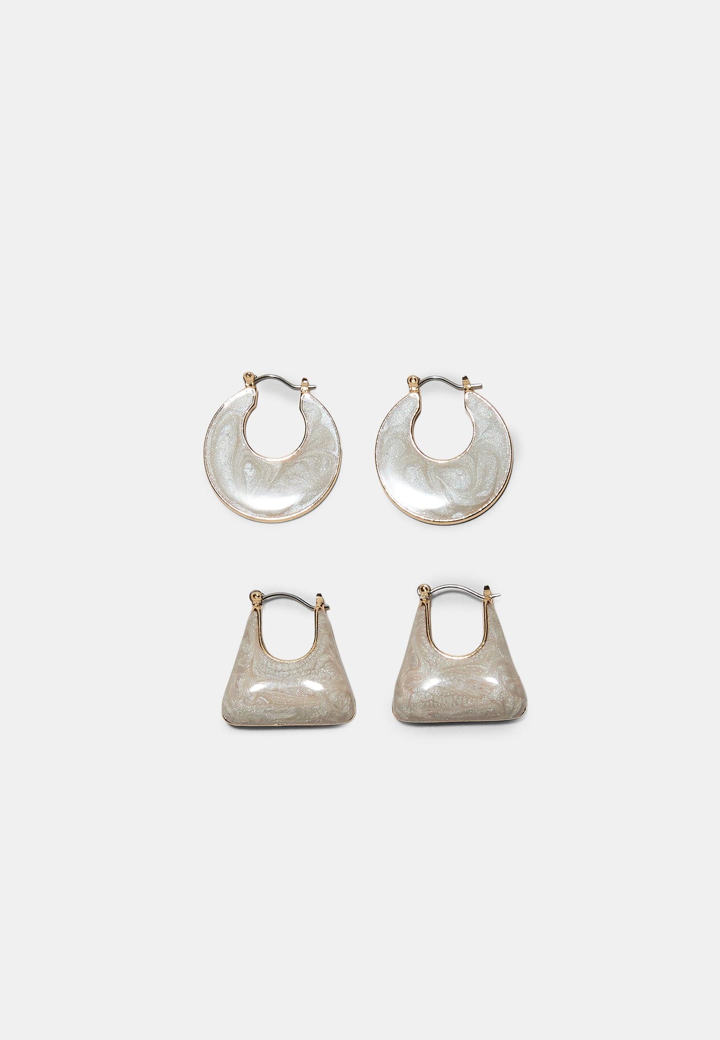 Gold & White Swirl Enamel Earring Set