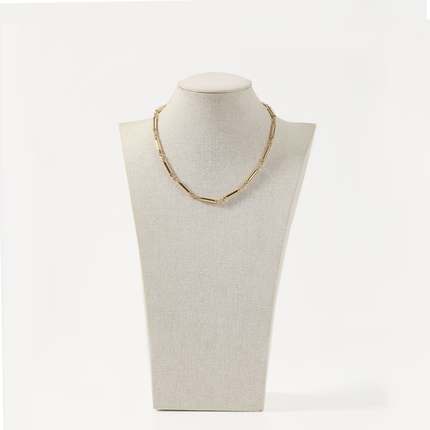 Gold bar-link chain necklace