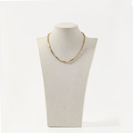Gold bar-link chain necklace