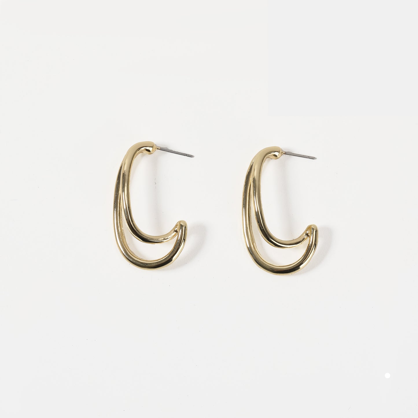 Gold double open hoop earring