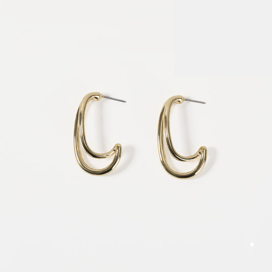 Gold double open hoop earring