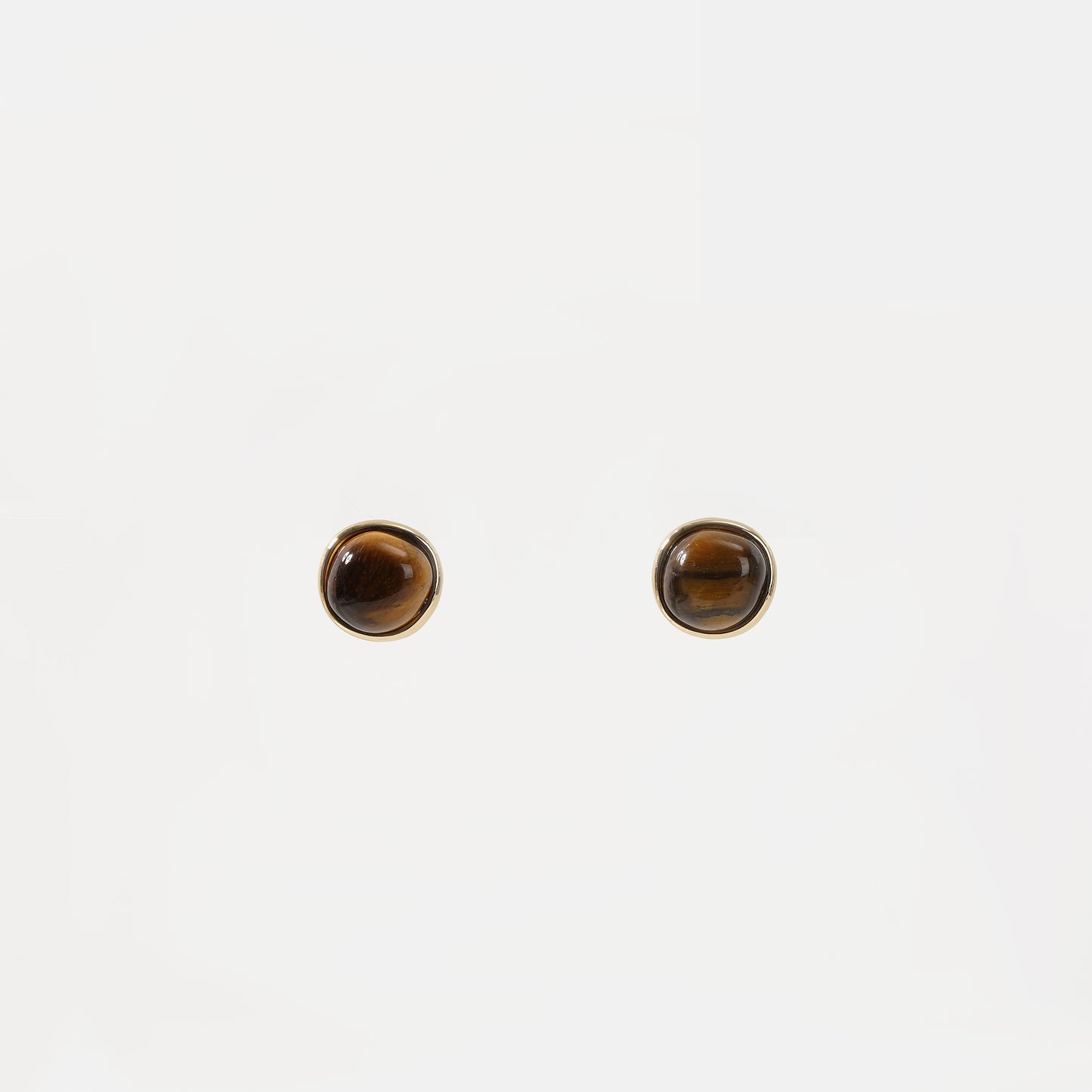 Gold irregular tiger's eye stud earring