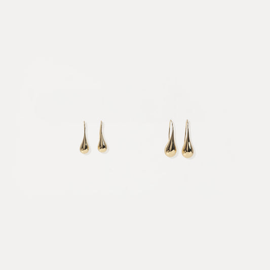 Gold teardrop drop earring (two sizes)