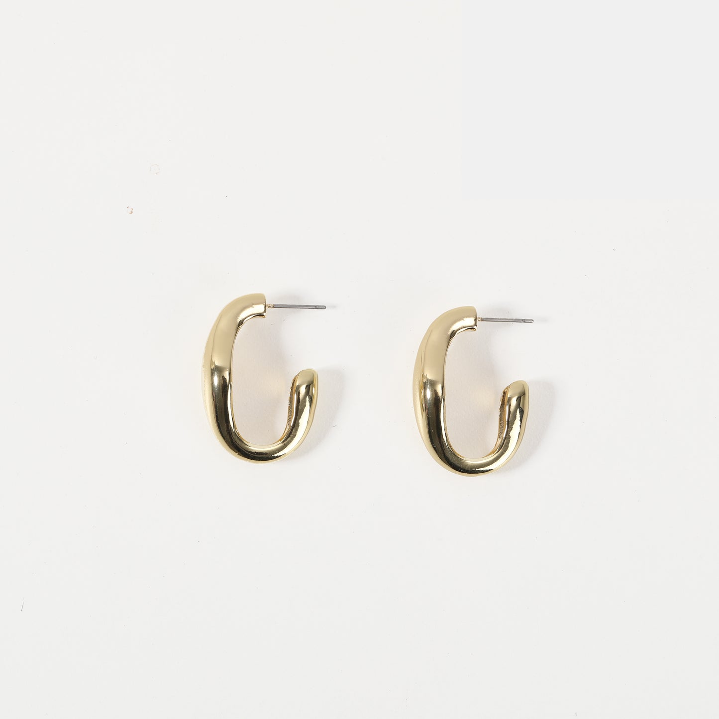 Gold thick open hoop earring