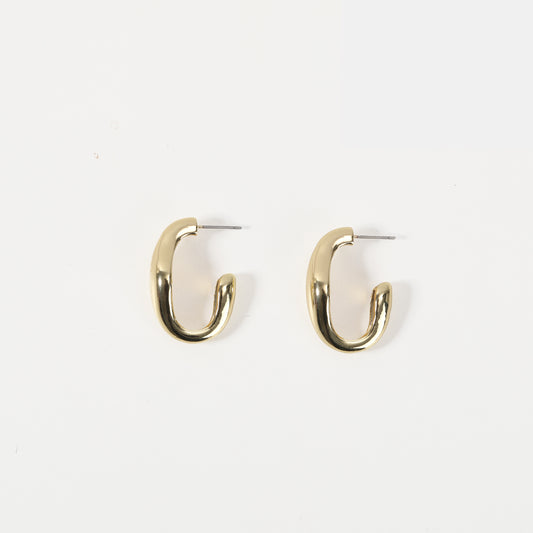 Gold thick open hoop earring