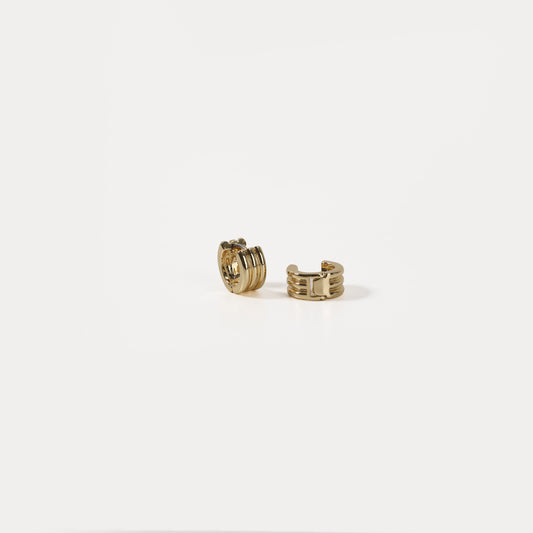 Gold triple-groove earrings