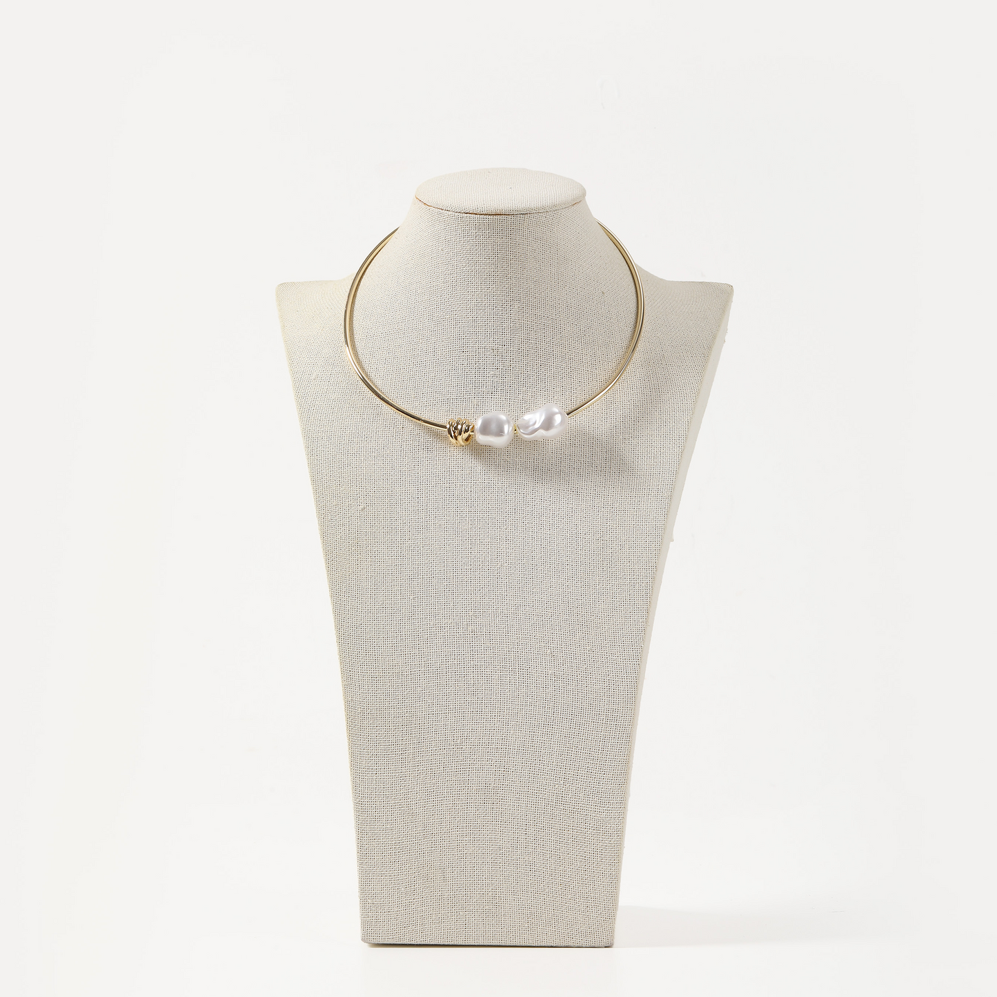 Gold with double baroque pearl choker necklace
