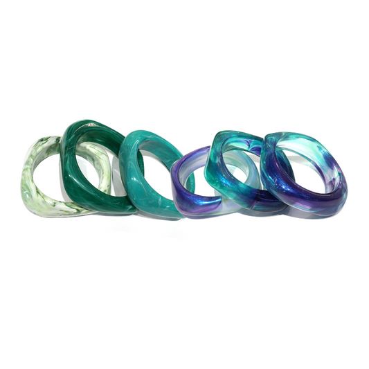 Green - Purple Resin Bracelet Set