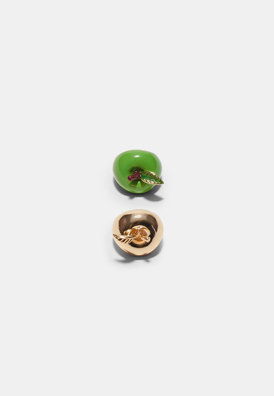 Green Apple & Gold Apple Ring Set